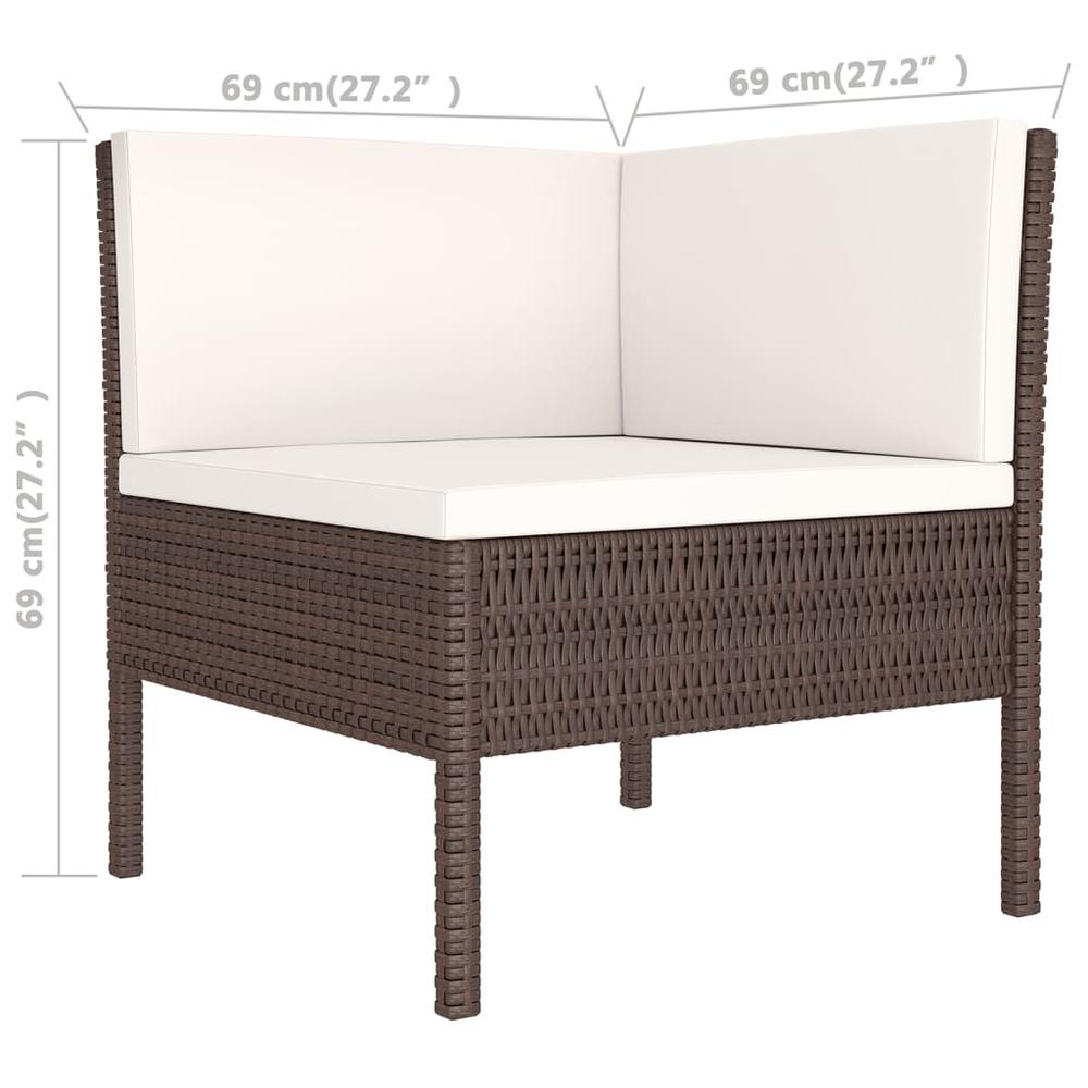 vidaXL 5 Piece Patio Lounge Set with Cushions Poly Rattan Brown, 3094363. Picture 9