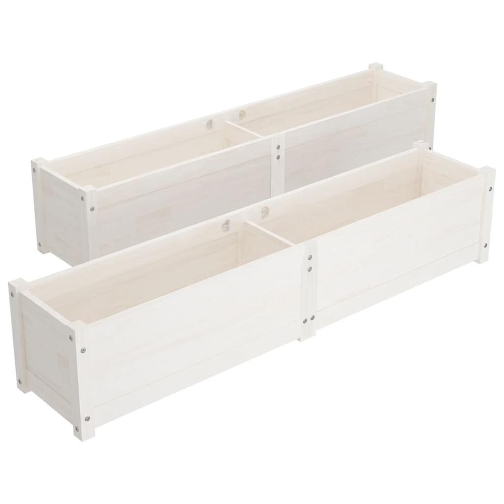 Garden Raised Beds 2 pcs White 59.1"x12.2"x12.2" Solid Wood Pine. Picture 1