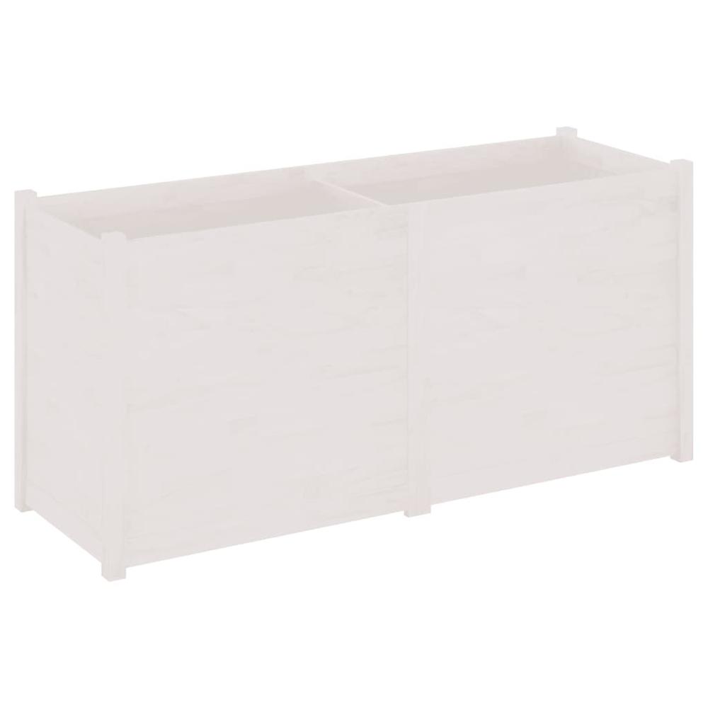 Garden Planter White 59.1"x19.7"x27.6" Solid Wood Pine. Picture 1