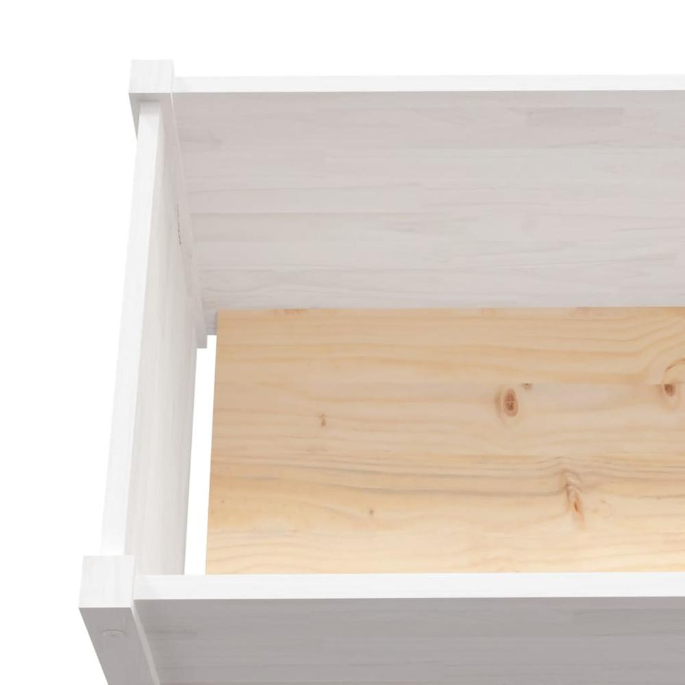 Garden Planter White 59.1"x19.7"x27.6" Solid Wood Pine. Picture 4