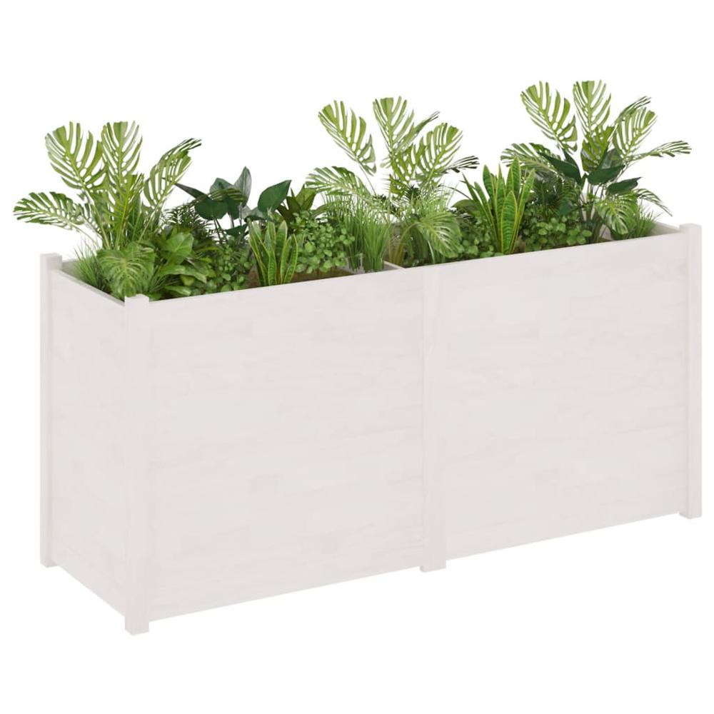 Garden Planter White 59.1"x19.7"x27.6" Solid Wood Pine. Picture 5