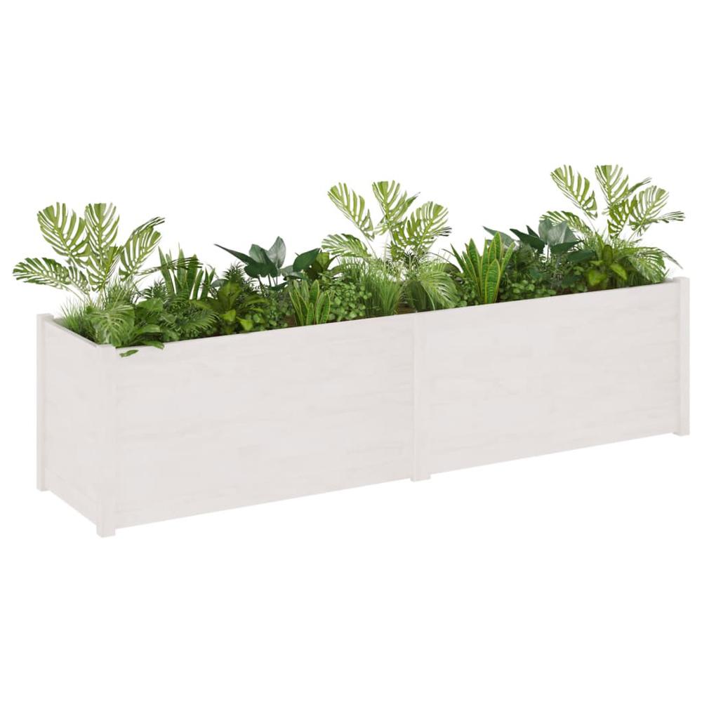 Garden Planter White 78.7"x19.7"x19.7" Solid Wood Pine. Picture 2