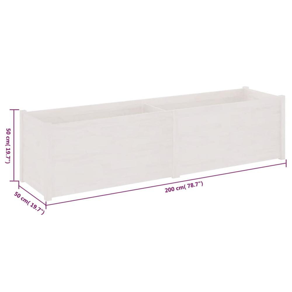 Garden Planter White 78.7"x19.7"x19.7" Solid Wood Pine. Picture 7