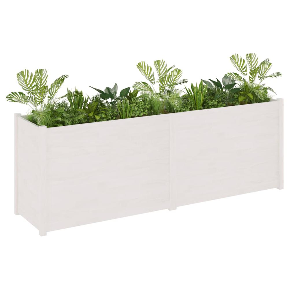 Garden Planter White 78.7"x19.7"x27.6" Solid Wood Pine. Picture 2