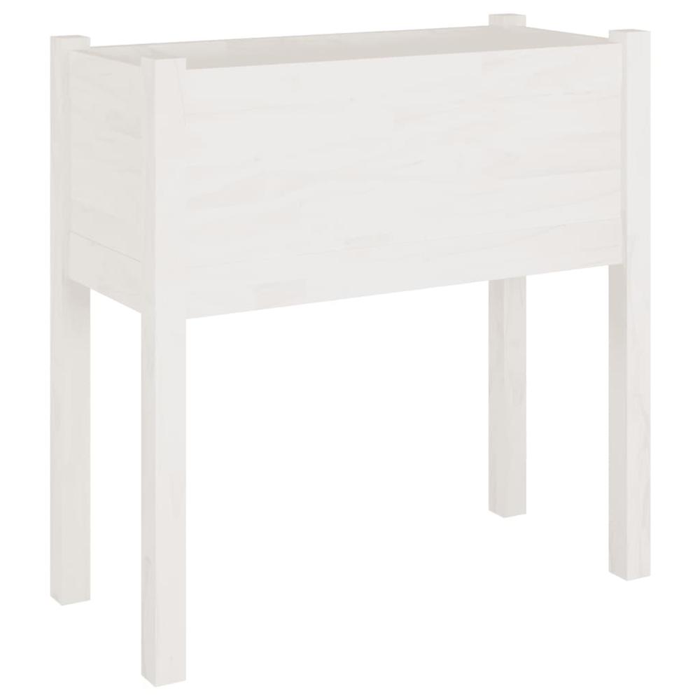 Garden Planter White 27.6"x12.2"x27.6" Solid Wood Pine. Picture 1