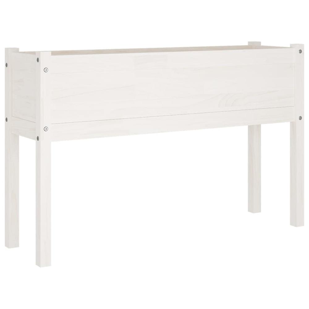 Garden Planter White 43.3"x12.2"x27.6" Solid Wood Pine. Picture 1
