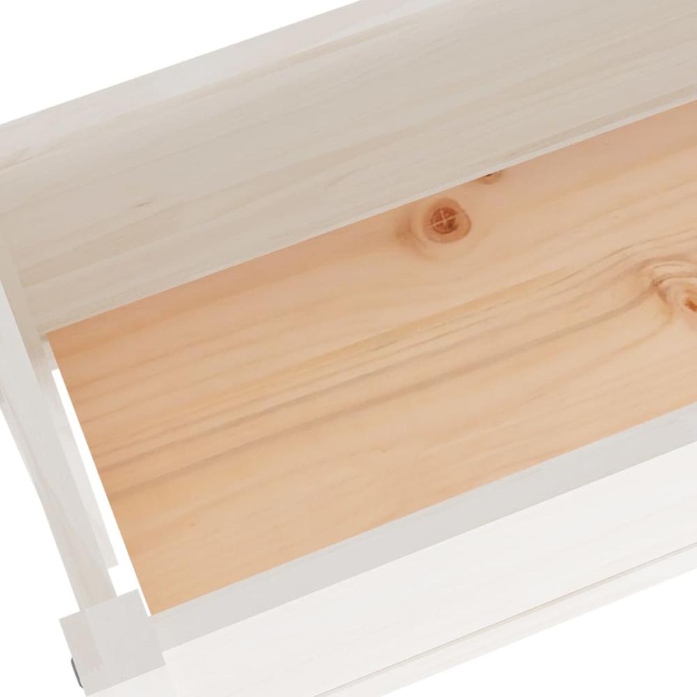 Garden Planter White 43.3"x12.2"x27.6" Solid Wood Pine. Picture 5