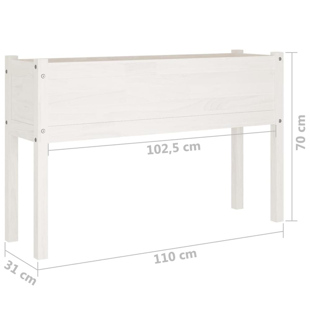 Garden Planter White 43.3"x12.2"x27.6" Solid Wood Pine. Picture 7