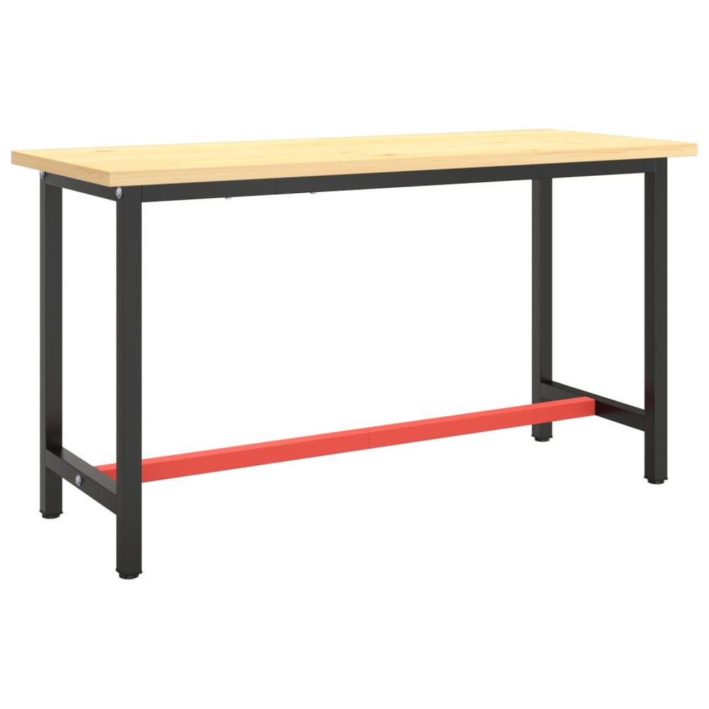 Work Bench Frame Matte Black and Matte Red 55.1"x19.7"x31.1" Metal. Picture 1