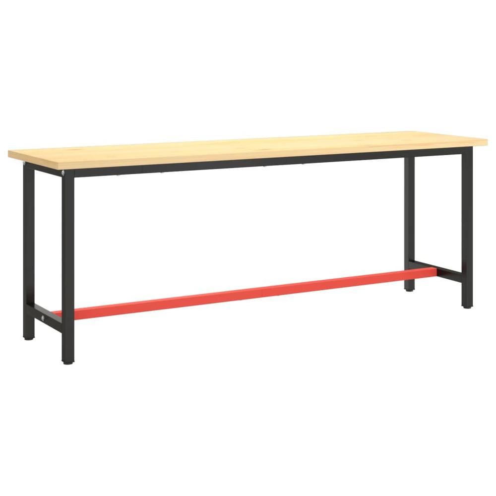 Work Bench Frame Matte Black and Matte Red 82.7"x19.7"x31.1" Metal. Picture 1