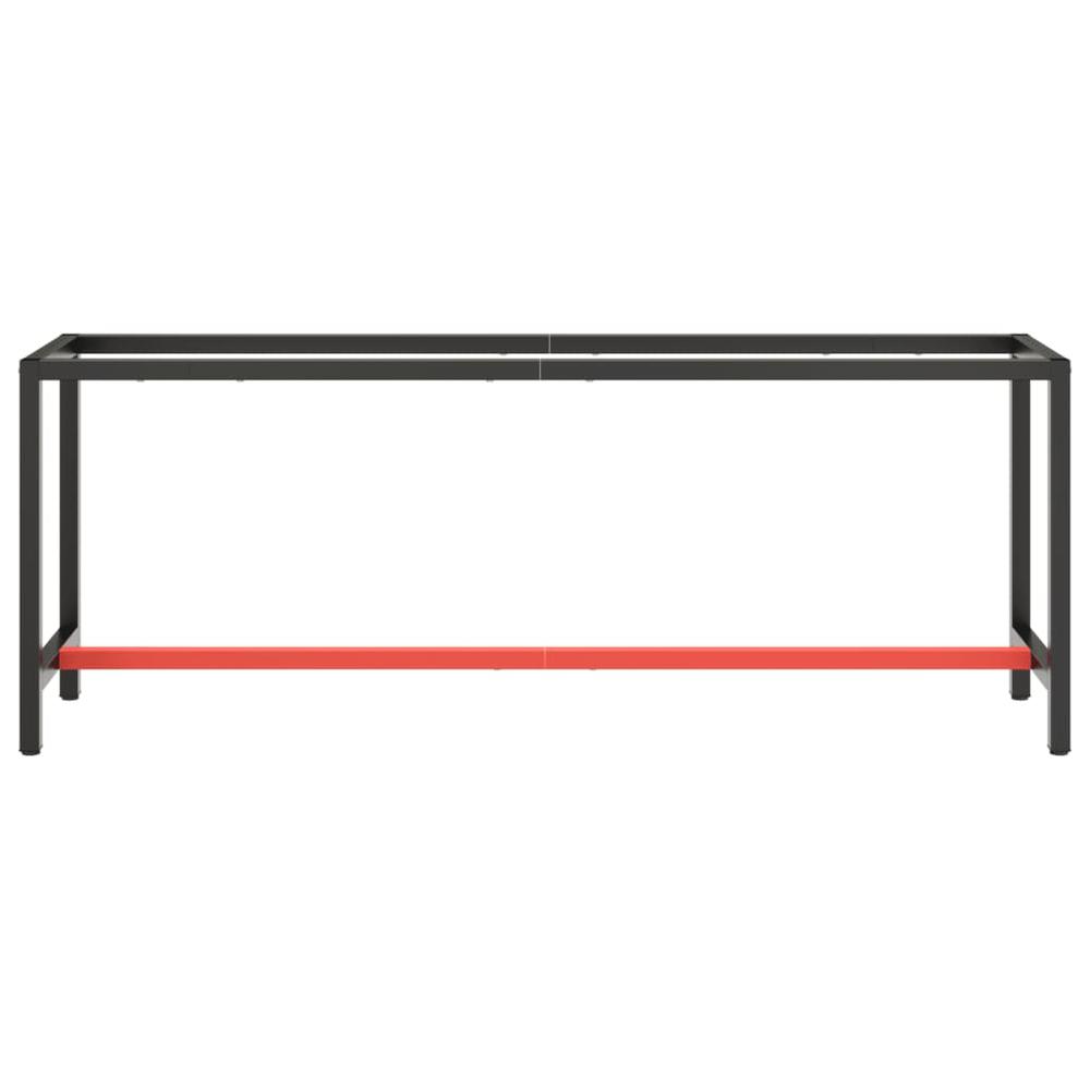 Work Bench Frame Matte Black and Matte Red 82.7"x19.7"x31.1" Metal. Picture 2
