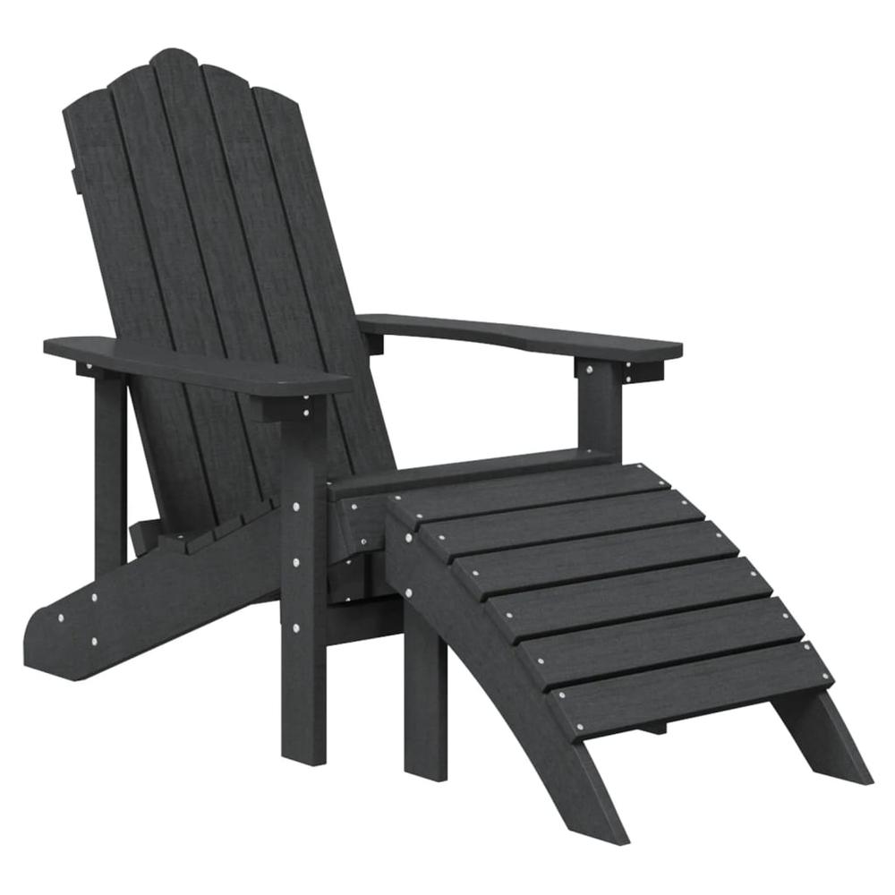 Patio Adirondack Chair with Footstool HDPE Anthracite. Picture 1