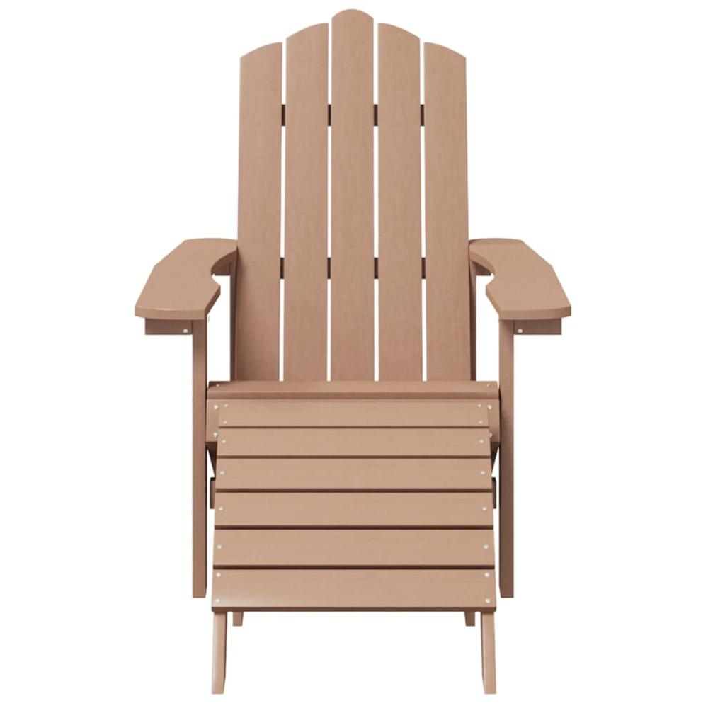 Patio Adirondack Chair with Footstool HDPE Brown. Picture 2