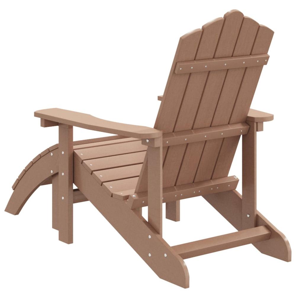 Patio Adirondack Chair with Footstool HDPE Brown. Picture 4