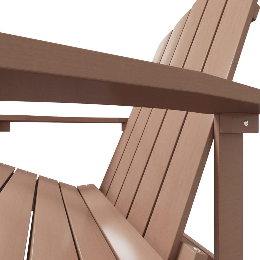 Patio Adirondack Chair with Footstool HDPE Brown. Picture 5
