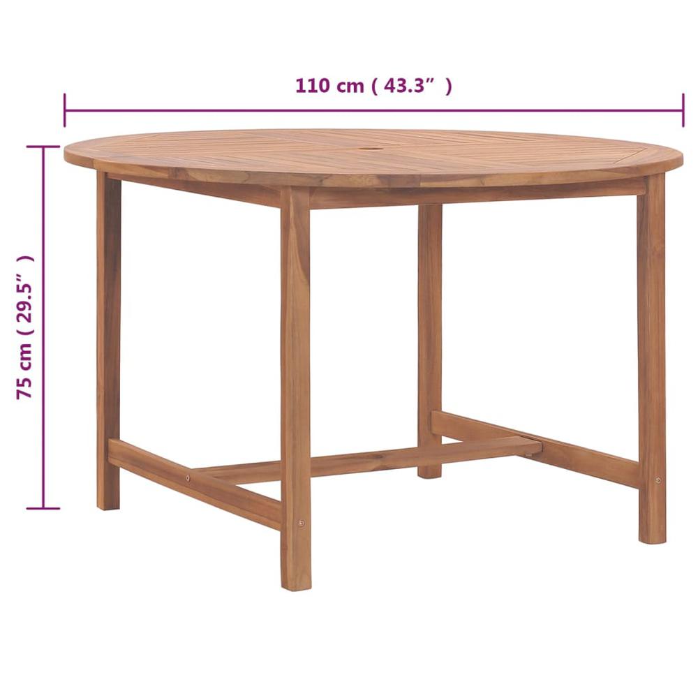 Patio Dining Table Ã˜43.3"x29.5" Solid Wood Teak. Picture 7