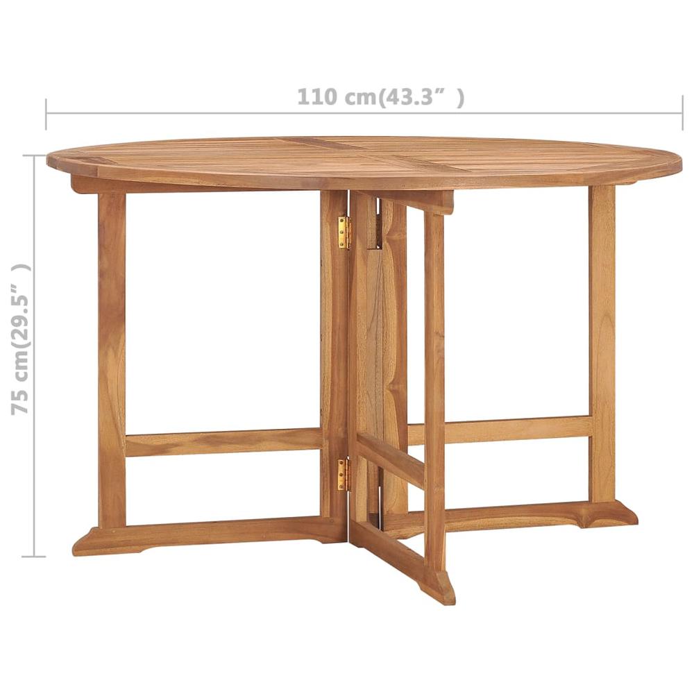 Folding Patio Dining Table Ã˜43.3"x29.5" Solid Wood Teak. Picture 6