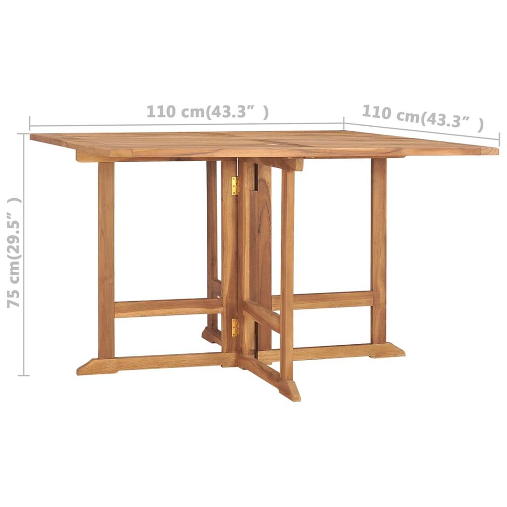 Folding Patio Dining Table 43.3"x43.3"x29.5" Solid Wood Teak. Picture 6