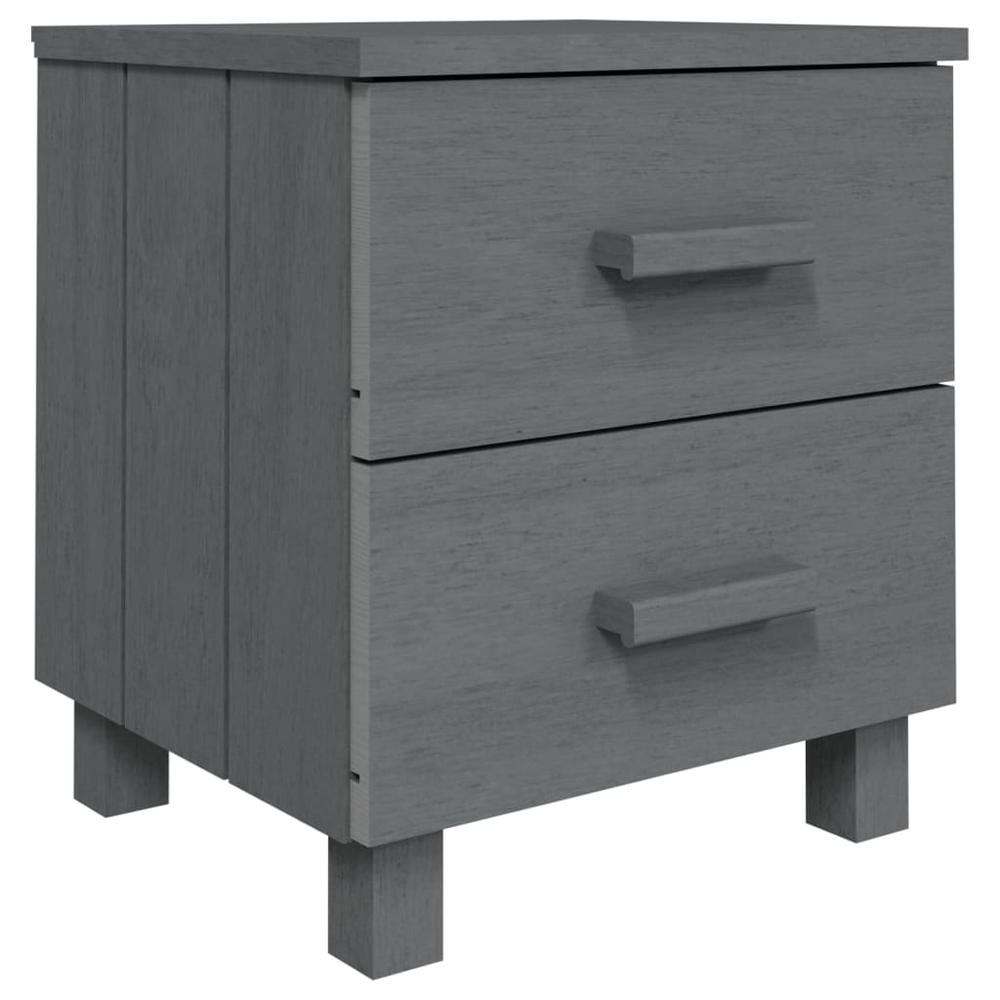 Bedside Cabinet HAMAR Dark Gray 15.7"x13.8"x17.5" Solid Pinewood. Picture 1