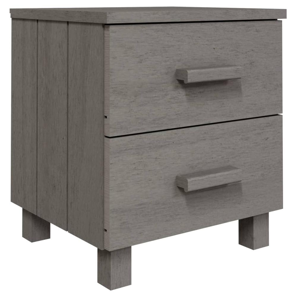 Bedside Cabinet HAMAR Light Gray 15.7"x13.8"x17.5" Solid Pinewood. Picture 1