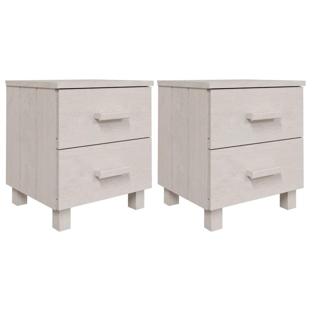 Bedside Cabinets HAMAR 2 pcs White 15.7"x13.8"x17.5" Solid Wood. Picture 1
