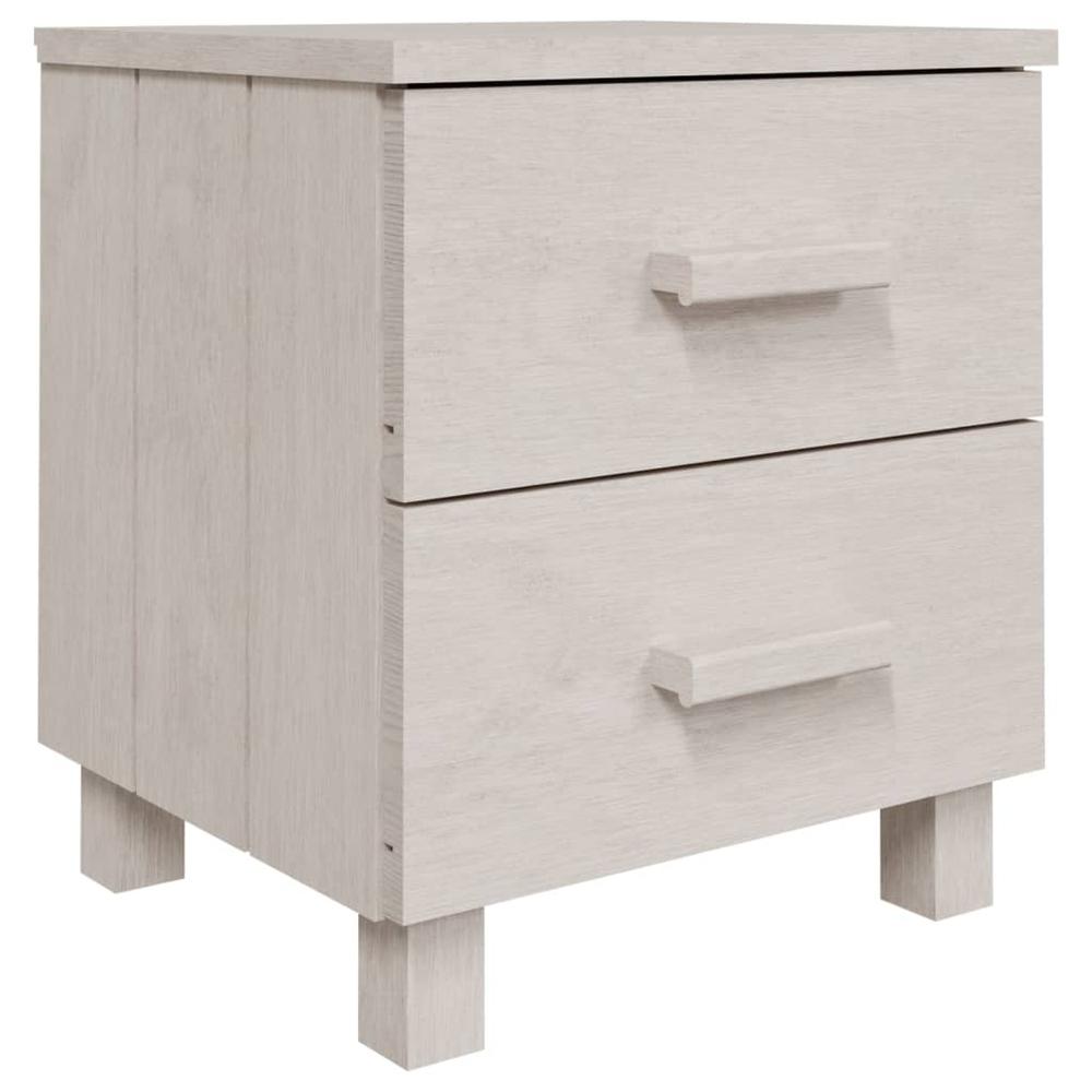 Bedside Cabinets HAMAR 2 pcs White 15.7"x13.8"x17.5" Solid Wood. Picture 2