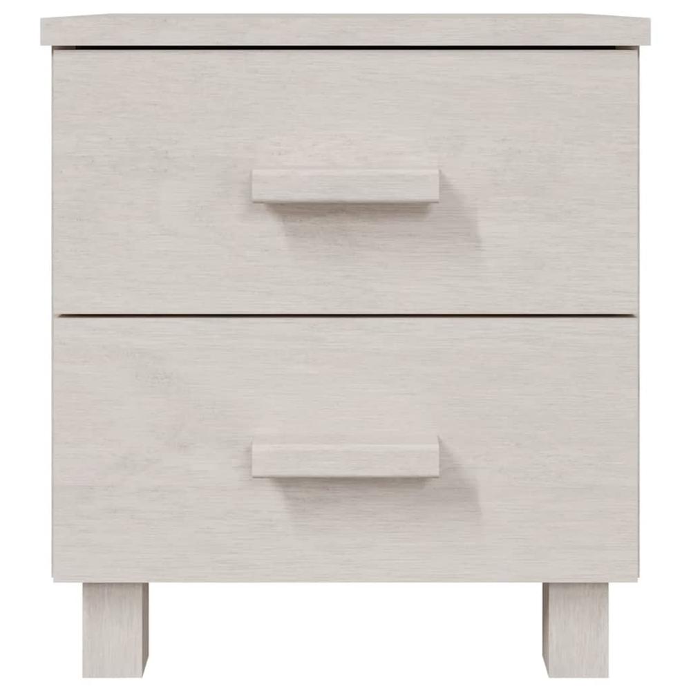 Bedside Cabinets HAMAR 2 pcs White 15.7"x13.8"x17.5" Solid Wood. Picture 3