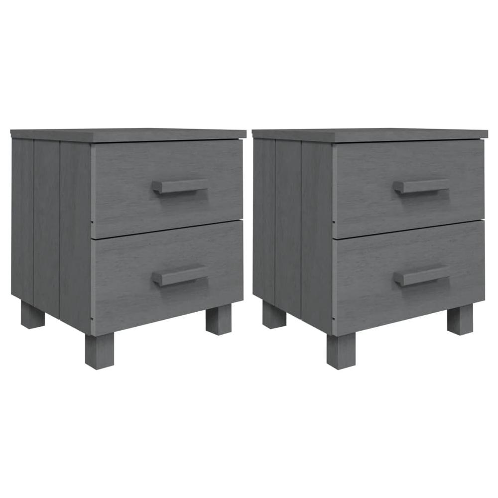 Bedside Cabinets HAMAR 2 pcs Dark Gray 15.7"x13.8"x17.5" Solid Wood. Picture 1