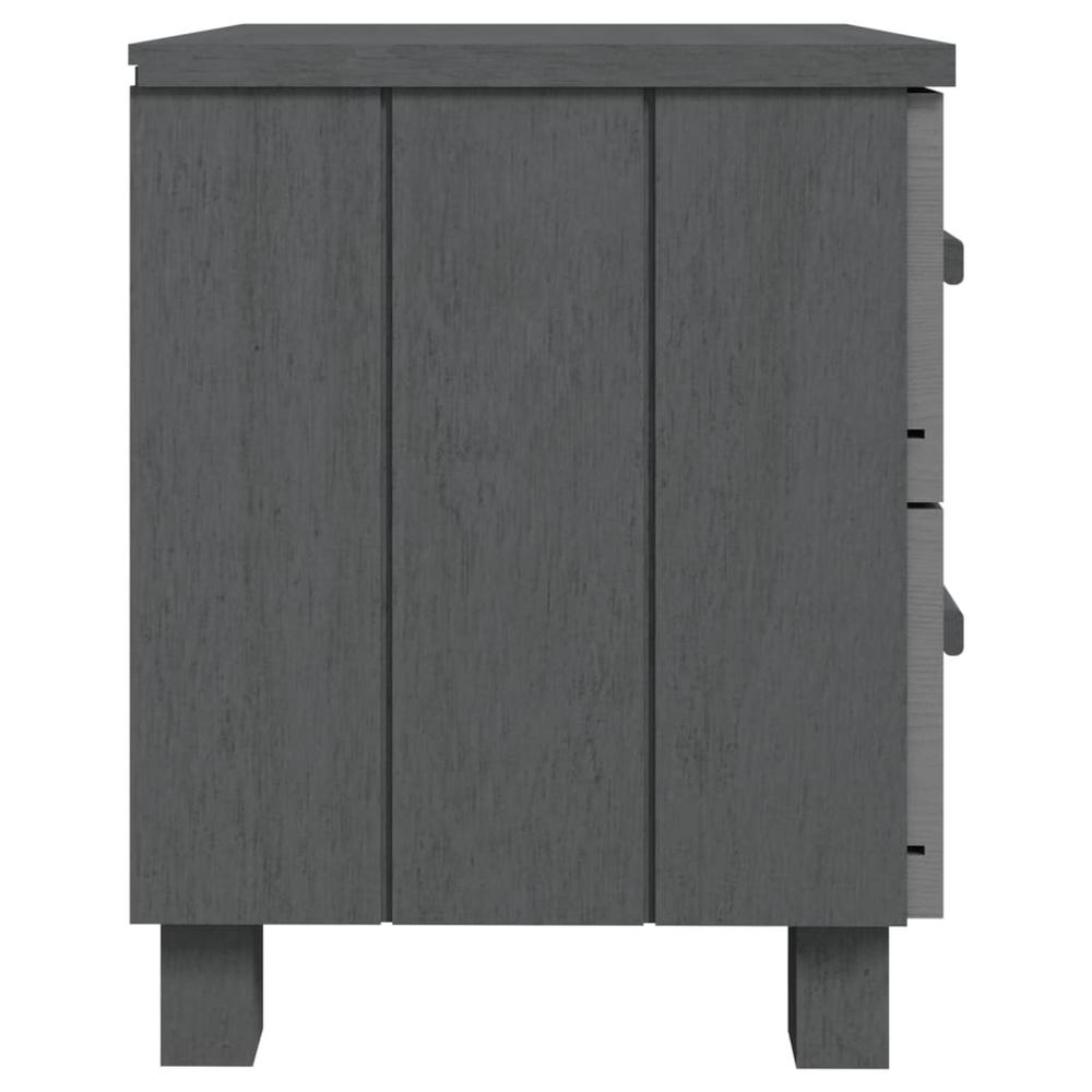 Bedside Cabinets HAMAR 2 pcs Dark Gray 15.7"x13.8"x17.5" Solid Wood. Picture 4
