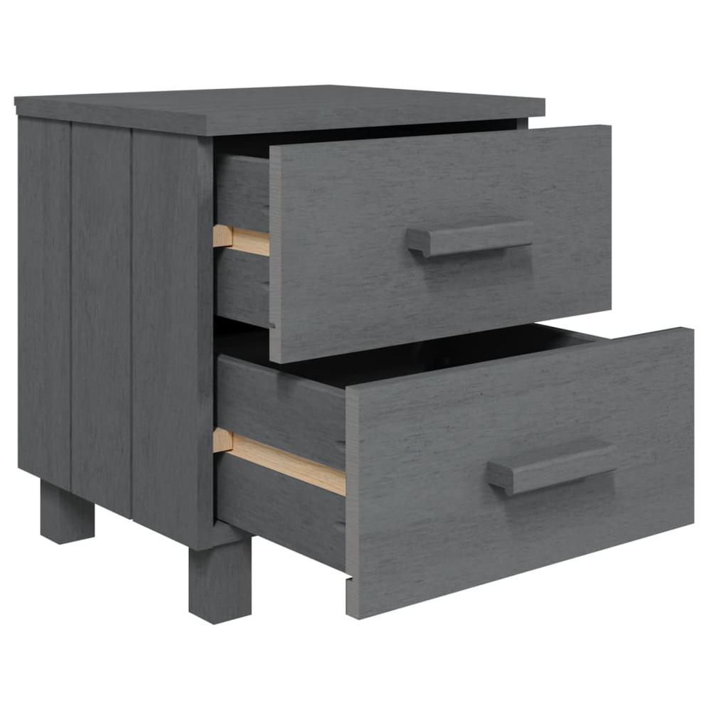 Bedside Cabinets HAMAR 2 pcs Dark Gray 15.7"x13.8"x17.5" Solid Wood. Picture 5