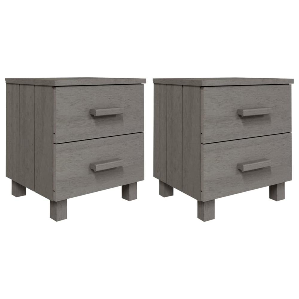 Bedside Cabinets HAMAR 2 pcs Light Gray 15.7"x13.8"x17.5" Solid Wood. Picture 1
