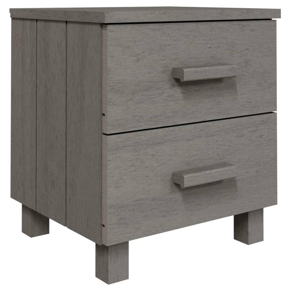 Bedside Cabinets HAMAR 2 pcs Light Gray 15.7"x13.8"x17.5" Solid Wood. Picture 2