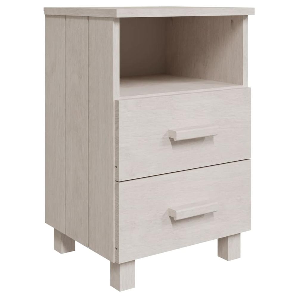 Bedside Cabinet HAMAR White 15.7"x13.8"x24.4" Solid Wood Pine. Picture 1