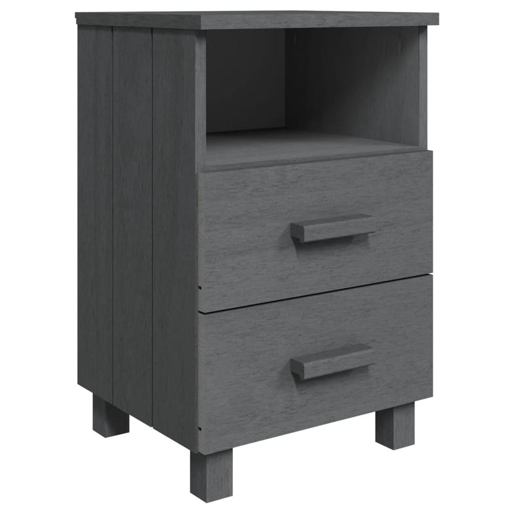 Bedside Cabinet HAMAR Dark Gray 15.7"x13.8"x24.4" Solid Wood Pine. Picture 1