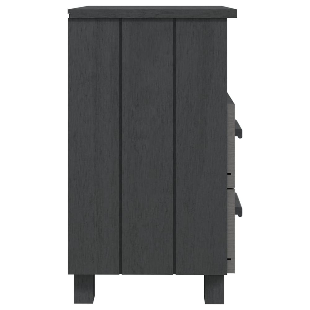 Bedside Cabinet HAMAR Dark Gray 15.7"x13.8"x24.4" Solid Wood Pine. Picture 3