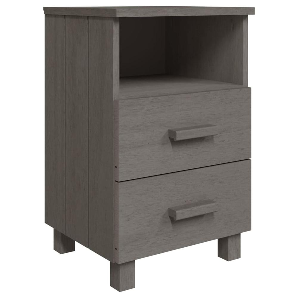 Bedside Cabinet HAMAR Light Gray 15.7"x13.8"x24.4" Solid Wood Pine. Picture 1