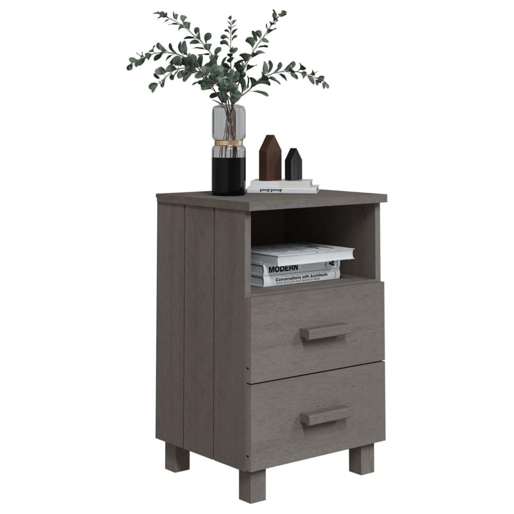 Bedside Cabinet HAMAR Light Gray 15.7"x13.8"x24.4" Solid Wood Pine. Picture 5