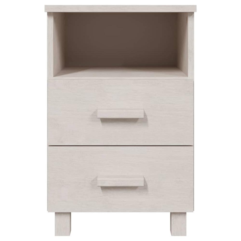 Bedside Cabinets HAMAR 2 pcs White 15.7"x13.8"x24.4" Solid Wood. Picture 3