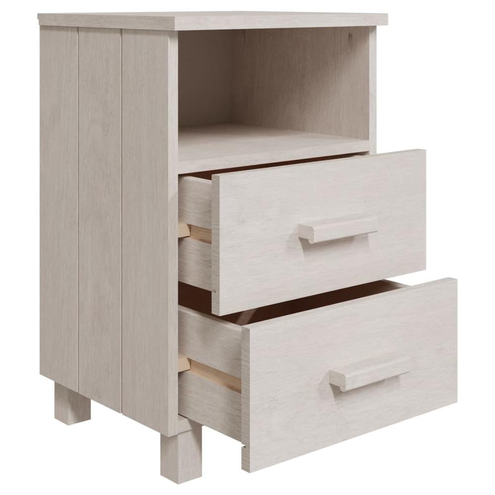 Bedside Cabinets HAMAR 2 pcs White 15.7"x13.8"x24.4" Solid Wood. Picture 5