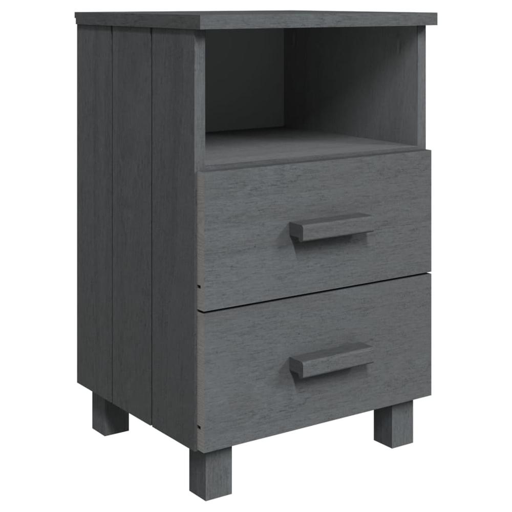 Bedside Cabinets HAMAR 2 pcs Dark Gray 15.7"x13.8"x24.4" Solid Wood. Picture 2