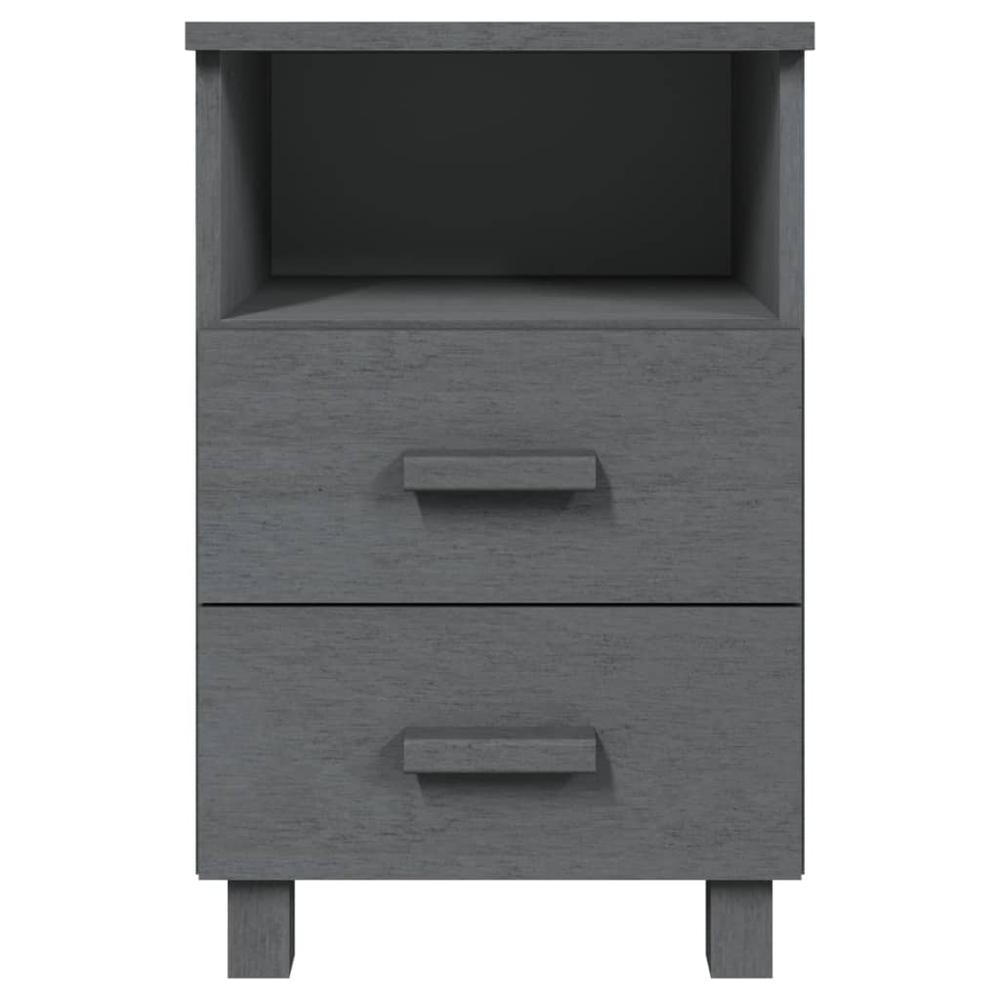 Bedside Cabinets HAMAR 2 pcs Dark Gray 15.7"x13.8"x24.4" Solid Wood. Picture 3