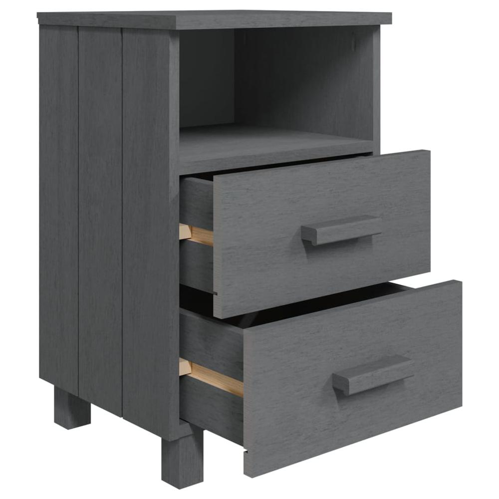 Bedside Cabinets HAMAR 2 pcs Dark Gray 15.7"x13.8"x24.4" Solid Wood. Picture 5