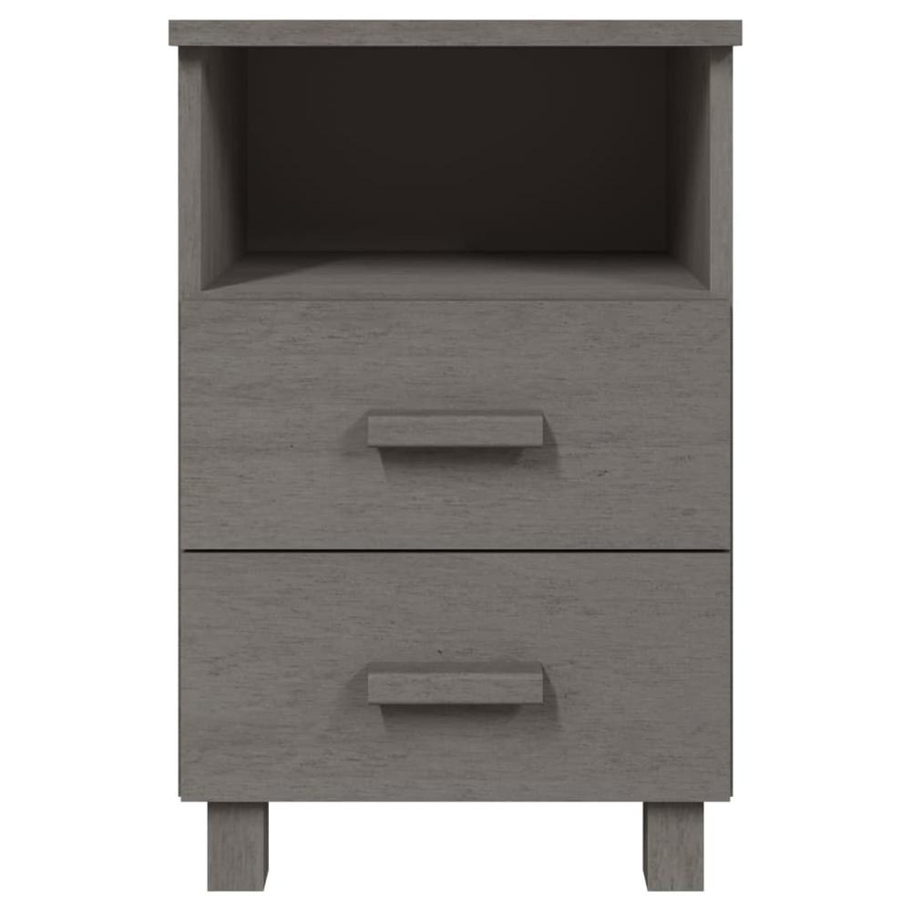 Bedside Cabinets HAMAR 2 pcs Light Gray 15.7"x13.8"x24.4" Solid Wood. Picture 3