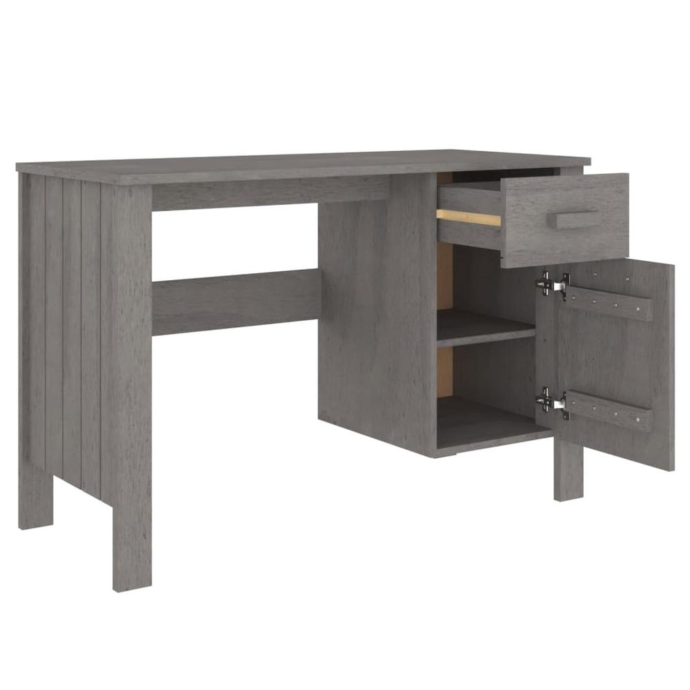 vidaXL Desk Light Gray 44.5"x19.7"x29.5" Solid Wood Pine. Picture 7