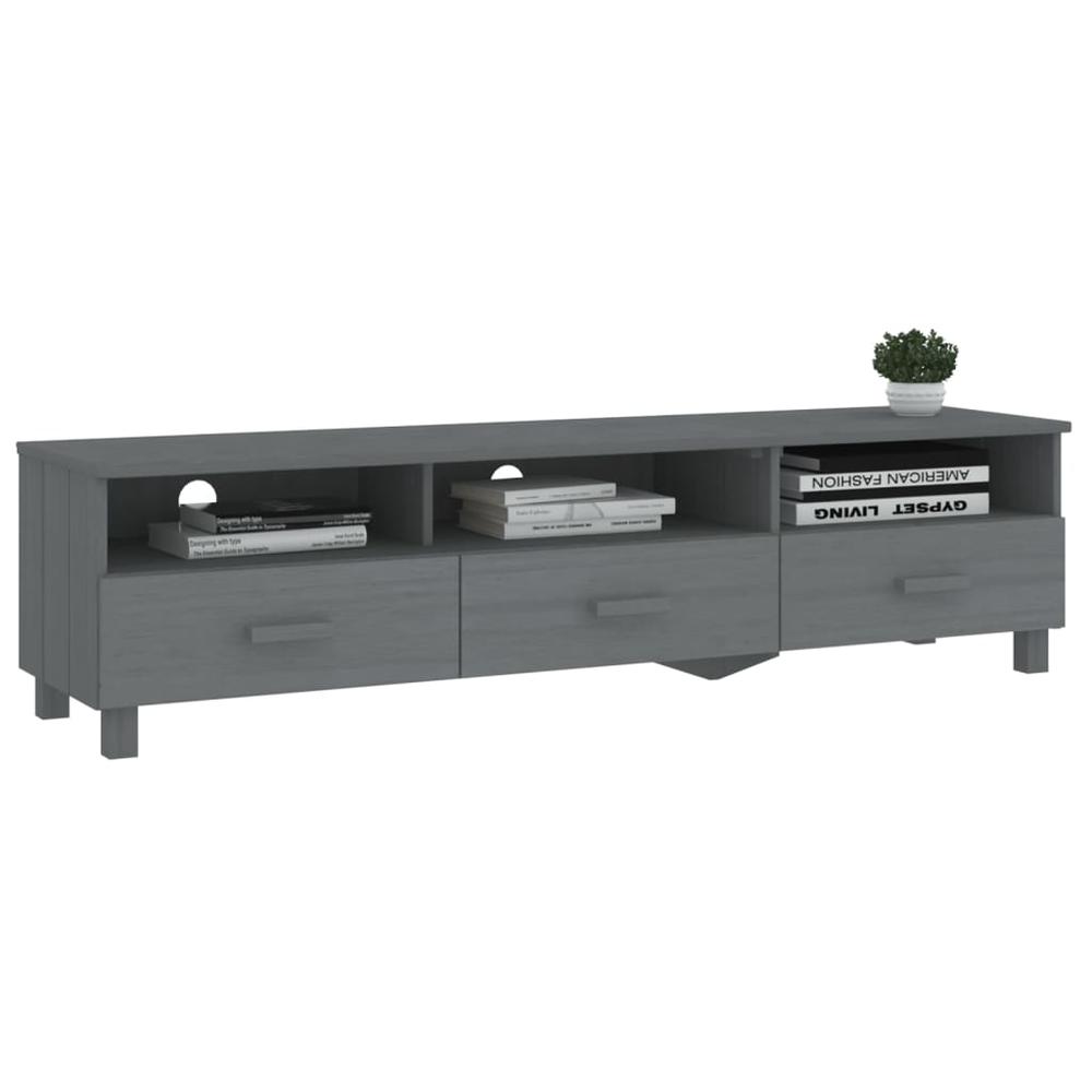 vidaXL TV Cabinet Dark Gray 62.2"x15.7"x15.7" Solid Wood Pine. Picture 6