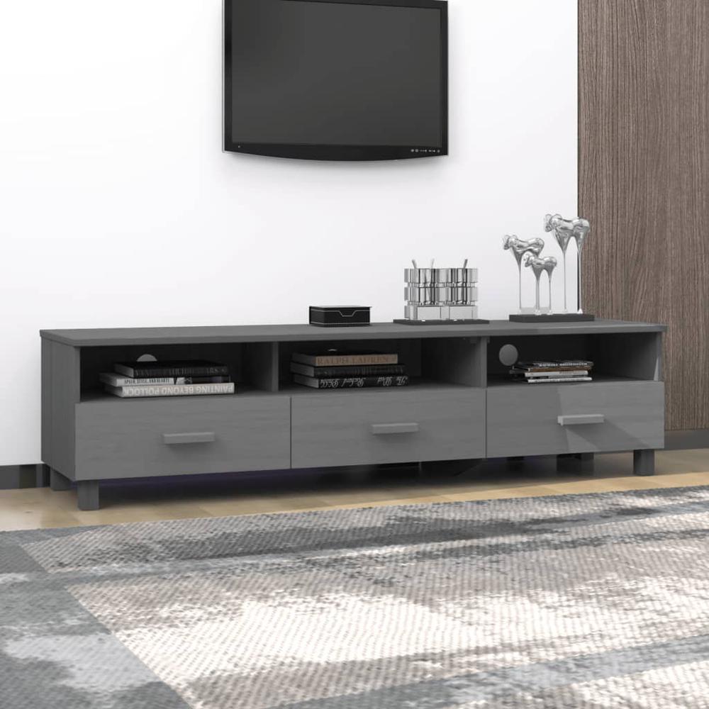 vidaXL TV Cabinet Dark Gray 62.2"x15.7"x15.7" Solid Wood Pine. Picture 7