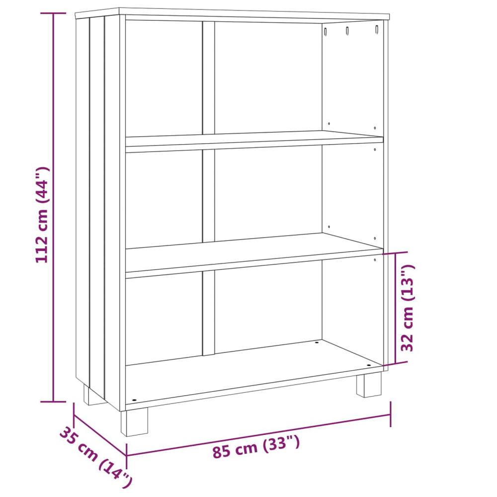 vidaXL Book Cabinet Honey Brown 33.5"x13.8"x44.1" Solid Wood Pine. Picture 7