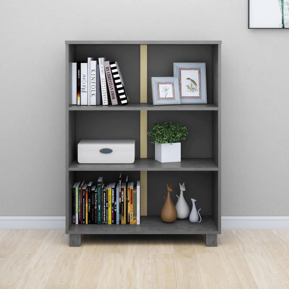 vidaXL Book Cabinet Dark Gray 33.5"x13.8"x44.1" Solid Wood Pine. Picture 5