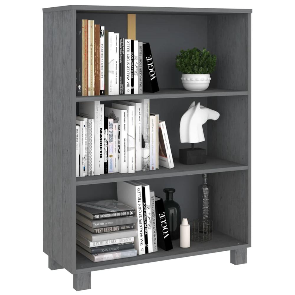 vidaXL Book Cabinet Dark Gray 33.5"x13.8"x44.1" Solid Wood Pine. Picture 6