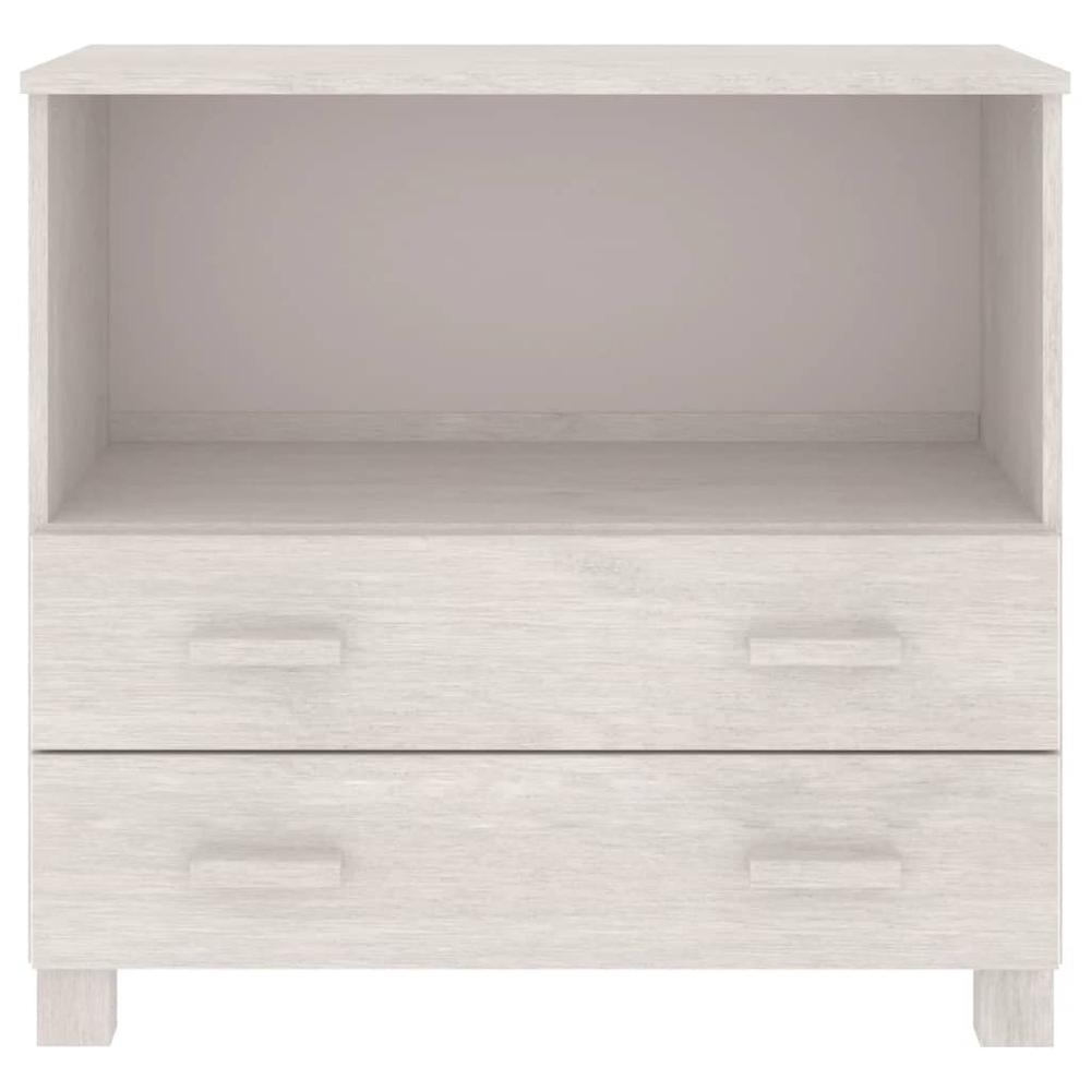 vidaXL Sideboard White 33.5"x13.8"x31.5" Solid Wood Pine, 340497. Picture 5